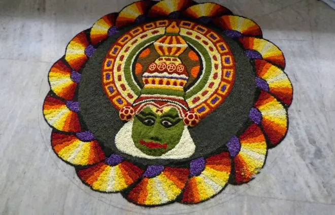 Kerala-kathakali-pookalam-design onam pookalam designs