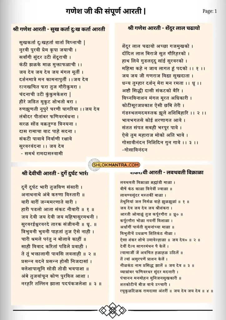 गणेश जी की संपूर्ण आरती page 1