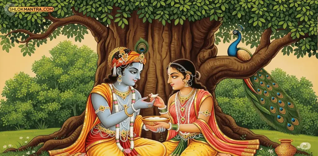 भगवान कृष्ण को मिठाई समर्पण
